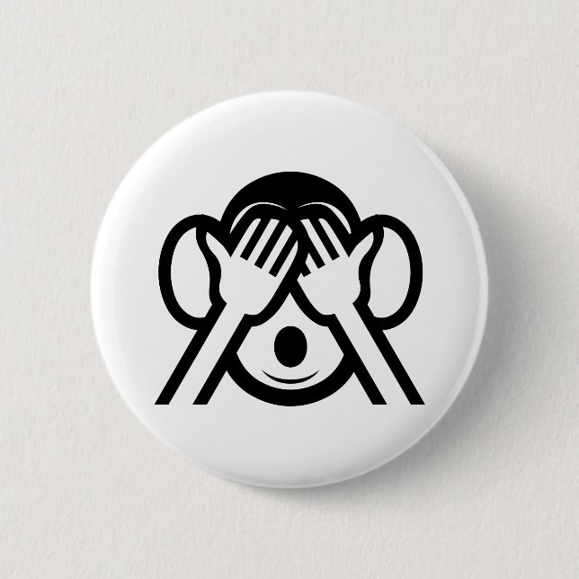 3 Wise Monkeys Mizaru 見ざる See NO Evil Emoji Button (Front)