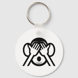 3 Wise Monkeys Mizaru 見ざる See NO Evil Emoji Keychain