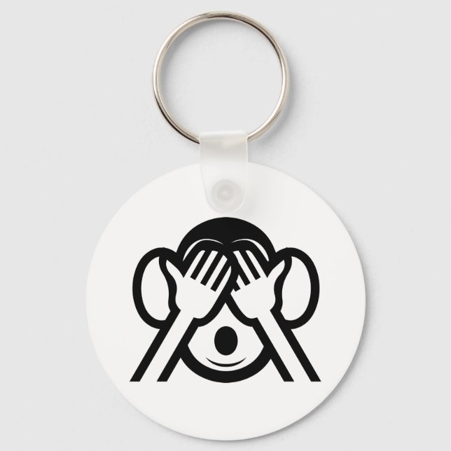 3 Wise Monkeys Mizaru 見ざる See NO Evil Emoji Keychain (Front)