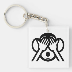 3 Wise Monkeys Mizaru 見ざる See NO Evil Emoji Keychain