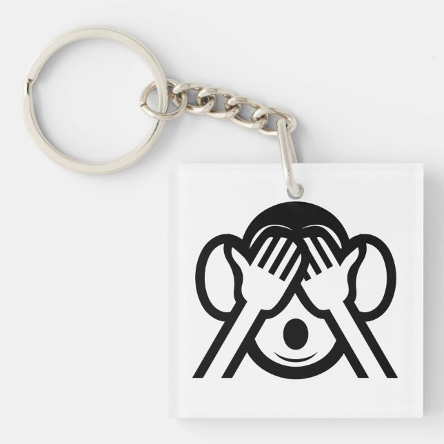 3 Wise Monkeys Mizaru 見ざる See NO Evil Emoji Keychain (Front)
