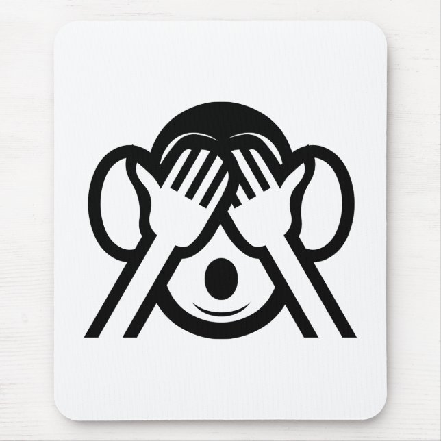 3 Wise Monkeys Mizaru 見ざる See NO Evil Emoji Mouse Pad (Front)