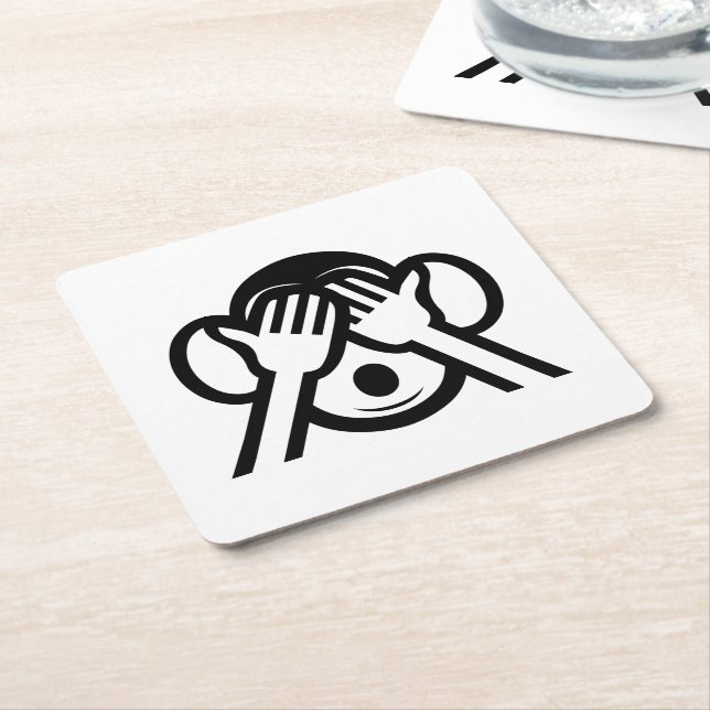 3 Wise Monkeys Mizaru 見ざる See NO Evil Emoji Square Paper Coaster (Angled)