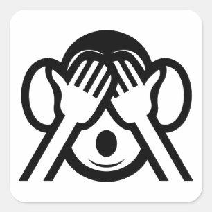 3 Wise Monkeys Mizaru 見ざる See NO Evil Emoji Square Sticker