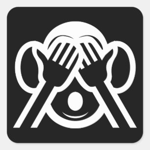3 Wise Monkeys Mizaru 見ざる See NO Evil Emoji Square Sticker