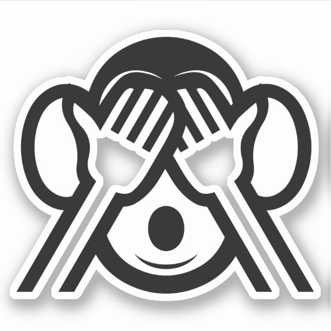 3 Wise Monkeys Mizaru 見ざる See NO Evil Emoji Sticker (Front)