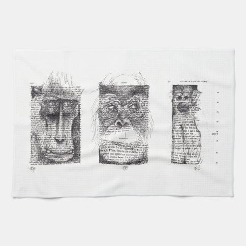 3 wise Monkeys Monkey Year Zodiac Kitchen Towel