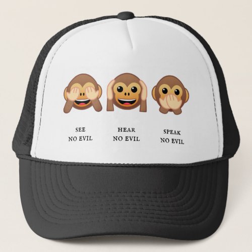 3 Wise Monkeys see no evil hear no evil speak Trucker Hat