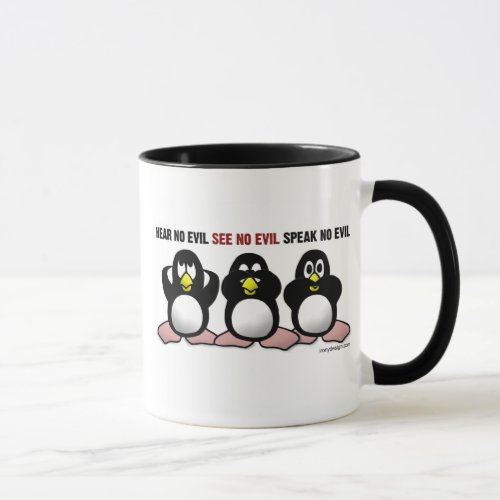 3 Wise Penguins both sides Mug