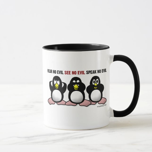 3 Wise Penguins (both sides) Mug (Right)