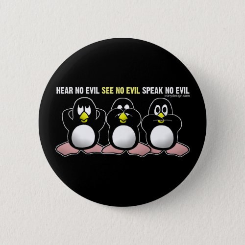 3 Wise Penguins Button
