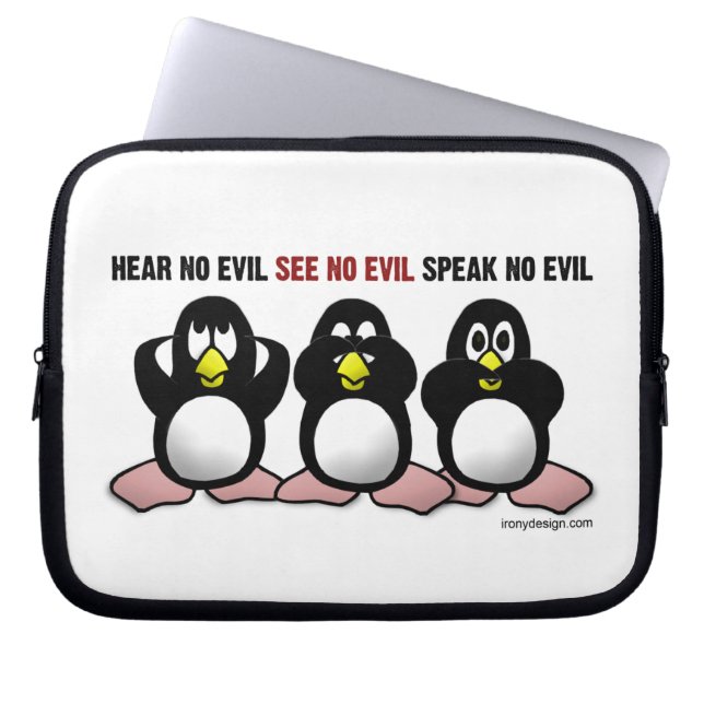 3 Wise Penguins Laptop Sleeve (Front)