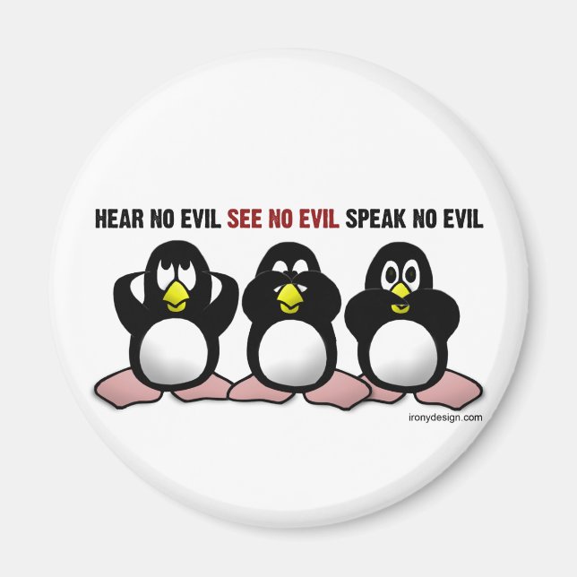 3 Wise Penguins Magnet (Front)