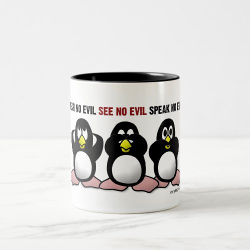3 Wise Penguins Two_Tone Coffee Mug