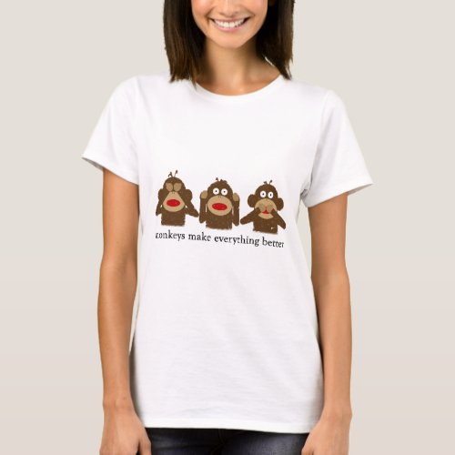 3 Wise Sock Monkeys Womens T_Shirt