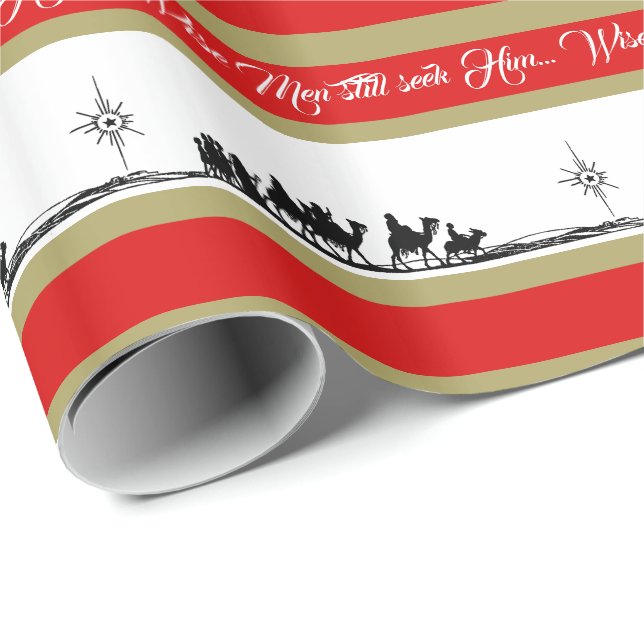 3 Wisemen Star Bethlehem Seek Him Wrapping Paper (Roll Corner)
