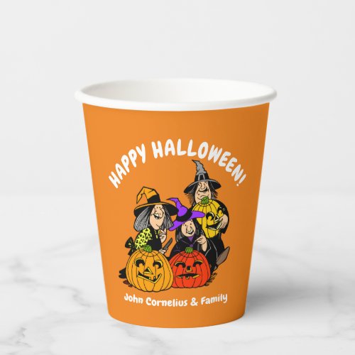 3 Witches and Jack OLantern Halloween Fun Paper Cups