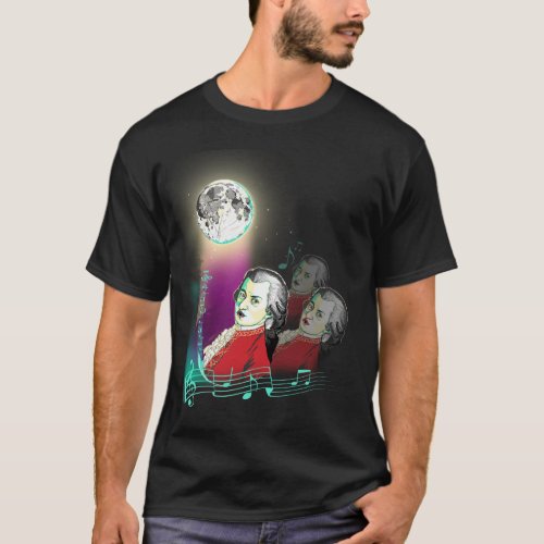 3 Wolfgang Amadeus Mozarts and Moon T_Shirt
