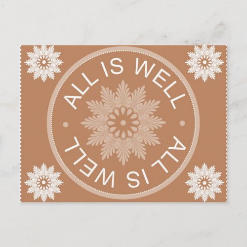 3 Word Quotes All Is Well Motivational Postcard