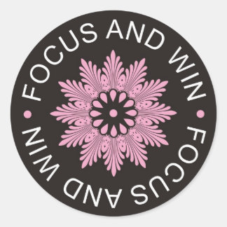 3 Word Quotes ~Focus And Win ~motivational Classic Round Sticker