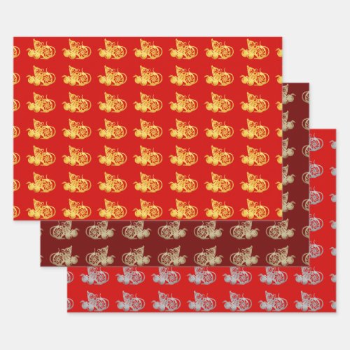 3 WP Chinese paper_cut Rat fruits Choose Color Wrapping Paper Sheets