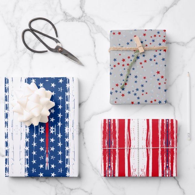 3 Wrapping Paper Sheets Pretty cute American style (Front)