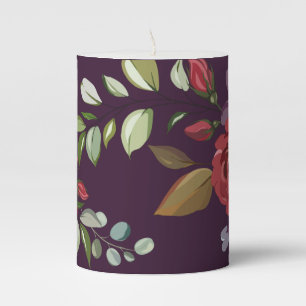 3"x4" Candle Plum Purple Roses Gold Geometric Flor