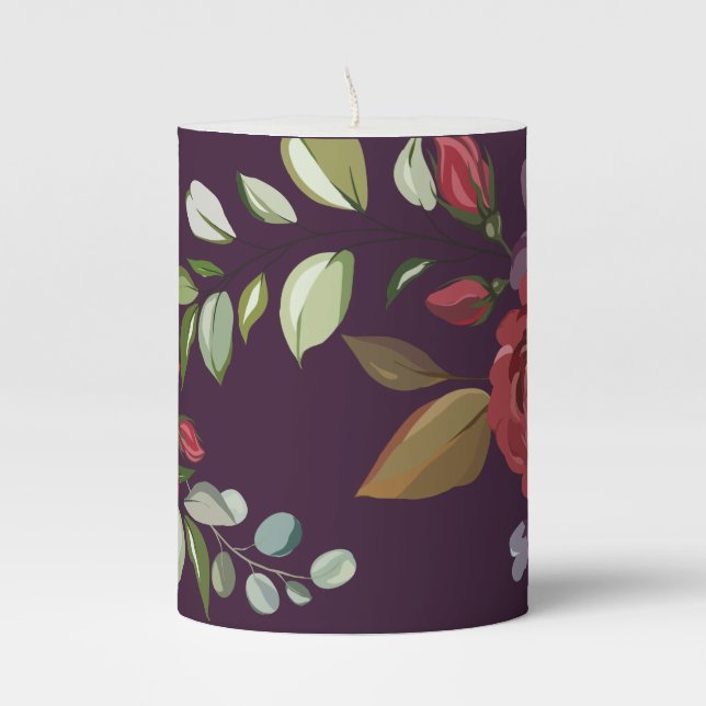 3"x4" Candle Plum Purple Roses Gold Geometric Flor (Front)
