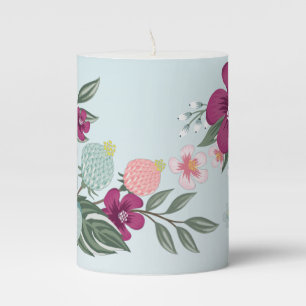 3"x4" Candle Tropical Flower on Blue Ombre