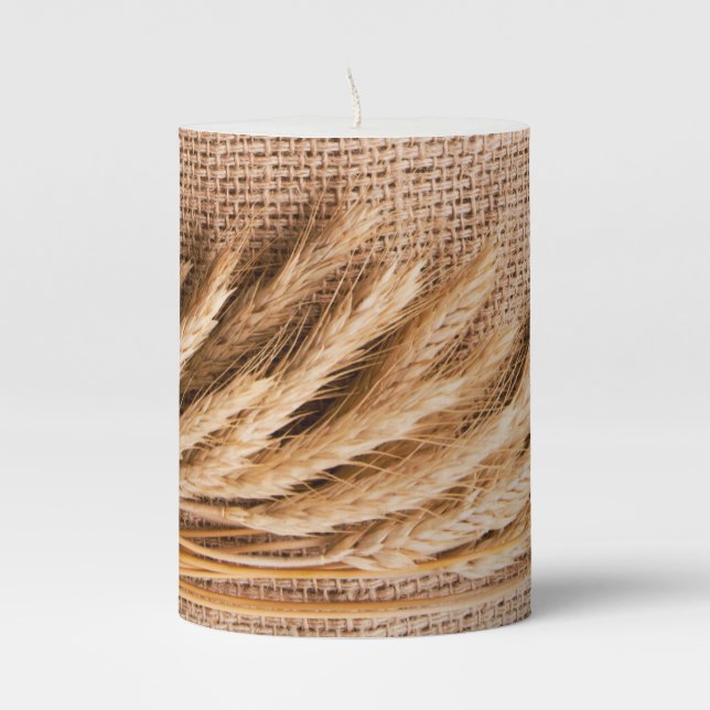3"x4" Candle Wheat on Burlap Sack Country Rustic F (Front)