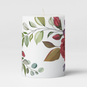 3"x4" Candle White Roses Gold Geometric Floral Flo