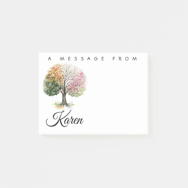 3”x4” POST-IT NOTE PAD 4 SEASON TREE CUSTOM NAME (Front)
