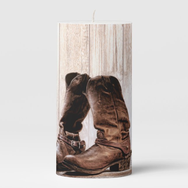3"x6" Candle boots country rustic western wear bar (Front)