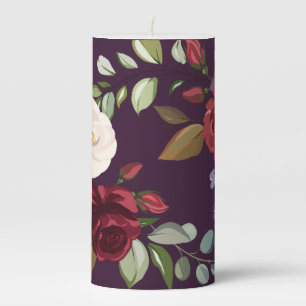 3"x6" Candle Plum Purple Roses Gold Geometric Flor
