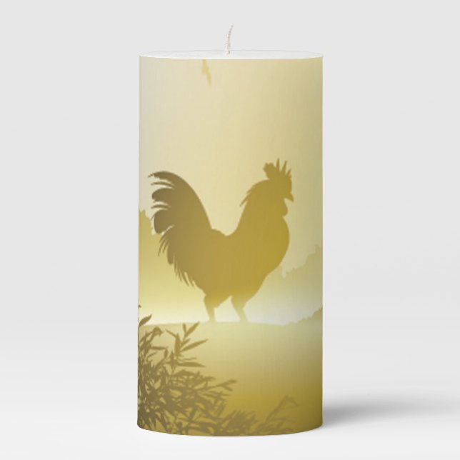 3"x6" Candle Sunny Morning Farm Country Rustic Sun (Front)