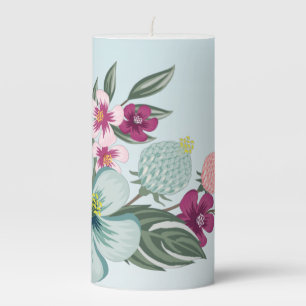 3"x6" Candle Tropical Flower on Blue Ombre