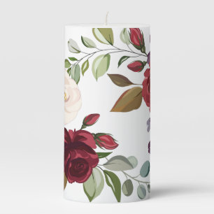 3"x6" Candle White Roses Gold Geometric Floral Flo