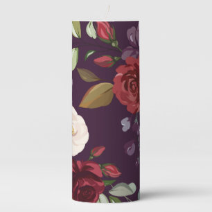 3"x8" Candle Plum Purple Roses Gold Geometric Flor