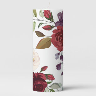3"x8" Candle White Roses Gold Geometric Floral Flo