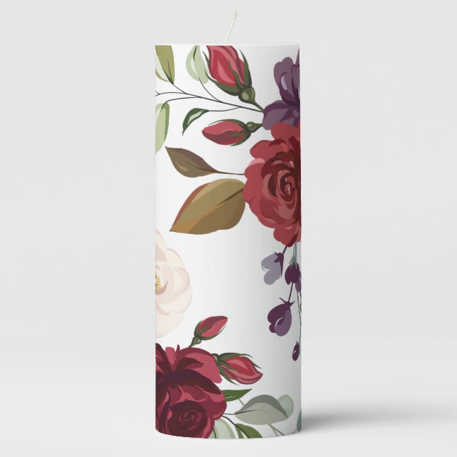 3"x8" Candle White Roses Gold Geometric Floral Flo (Front)