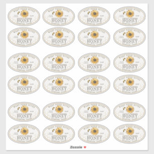 3 x 2" Sunflower and Bee Waterproof Honey Label
