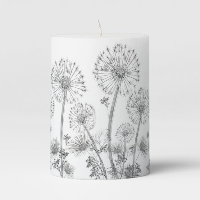 3" x 4" Pillar Candle Dandelions Floral (Front)