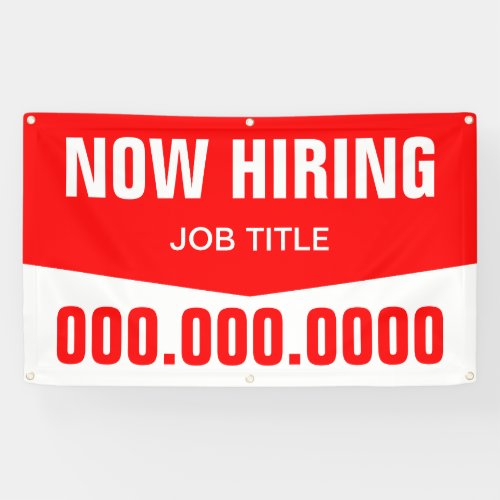 3 x 5 Now Hiring with Title and Phone Number Banner