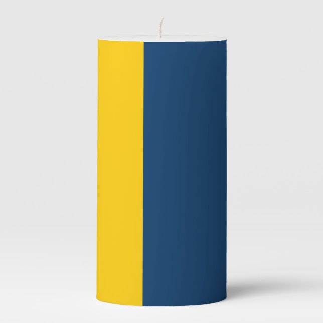 3" x 6" Blue and Yellow Pillar Candle (Front)