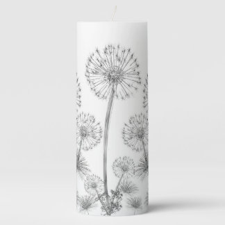 3" x 8" Pillar Candle Dandelions Floral