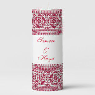 3" x 8" Pillar Candle, Palestinian Tatreez Candle