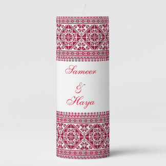 3" x 8" Pillar Candle, Palestinian Tatreez Pillar Candle