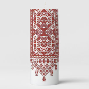 3" x 8" Pillar Candle, Palestinian Tatreez Pillar Candle