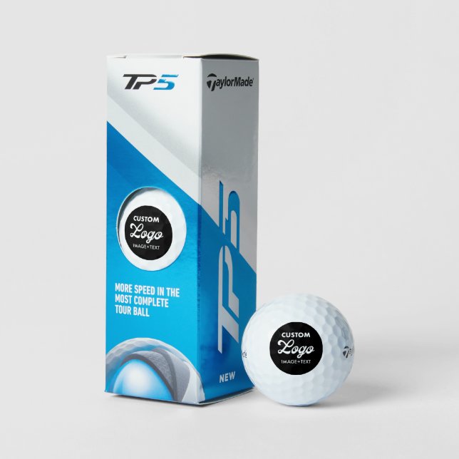 3 x Custom Logo Photo TaylorMade TP5 Golf Balls (Packaging)