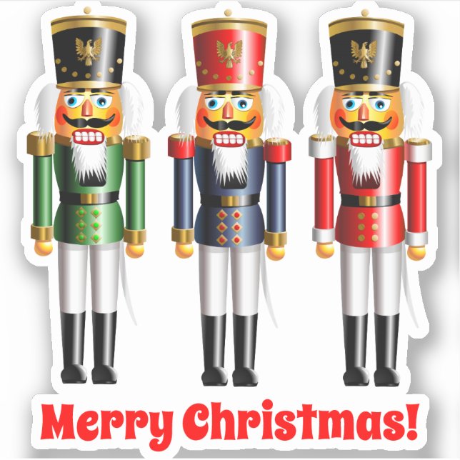 3 Xmas Nutcracker Toy Soldiers Sticker (Front)